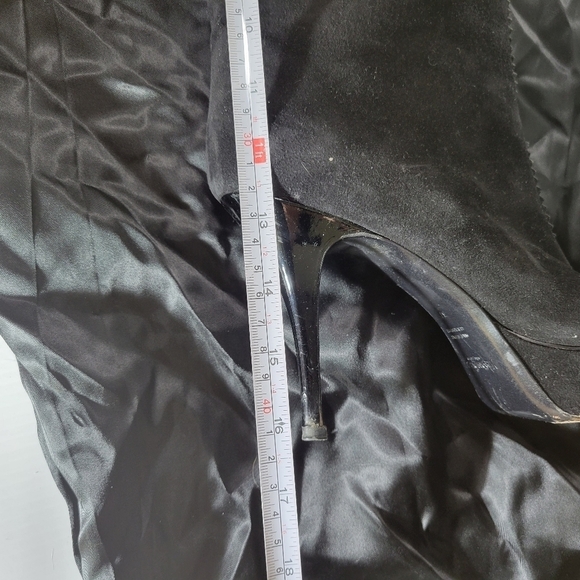 Ysl yves saint laurent platform suede leather knee high stiletto boots black  7 - Picture 13 of 15